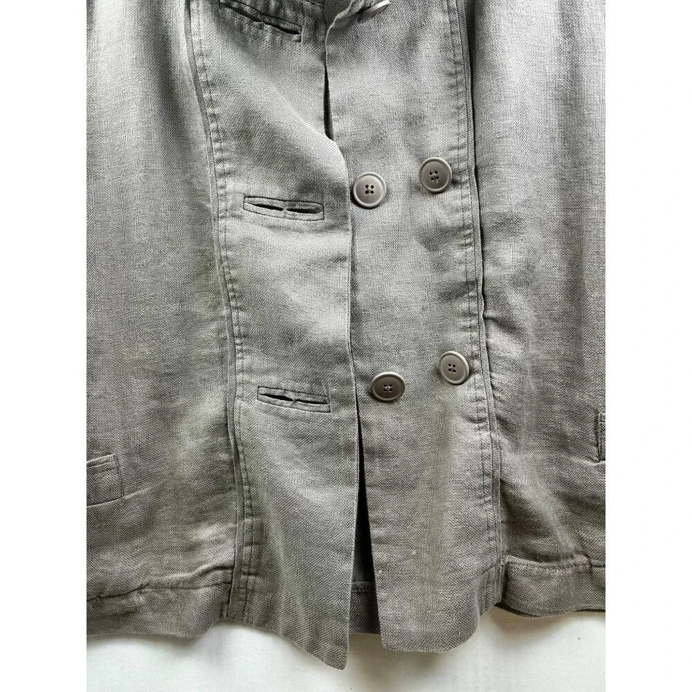 Coldwater Double-Breasted Jacket M(10-12) Cropped Safari Trench Style 100% Linen